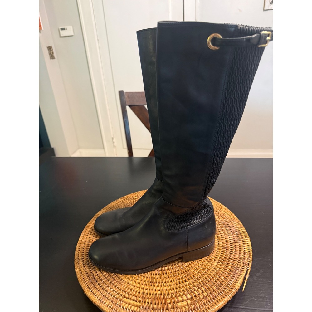 Cole Haan Womens Black Leather Tall Riding Boots Mixed Media W07909 Size 9.5 B